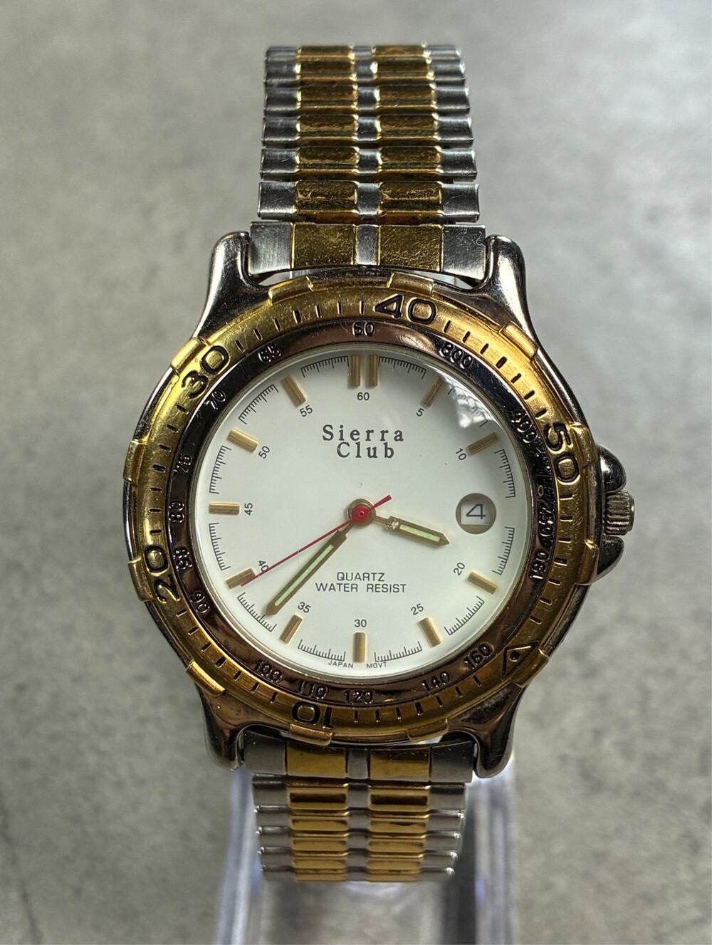 Sierra Club Men's Quartz Watch 42mm White Dial 100ft WR Date SS Bracelet Working